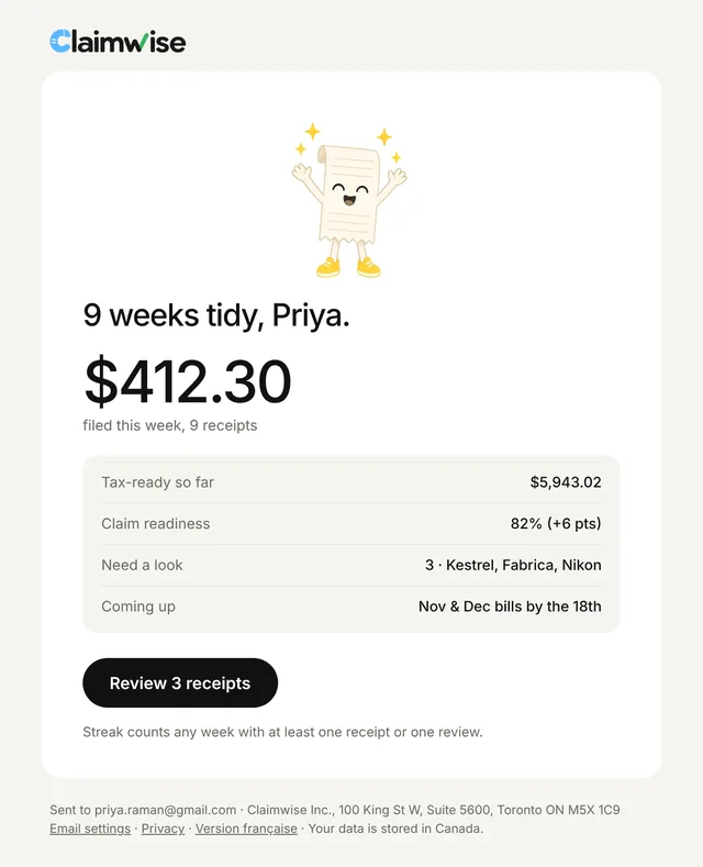 Weekly digest email