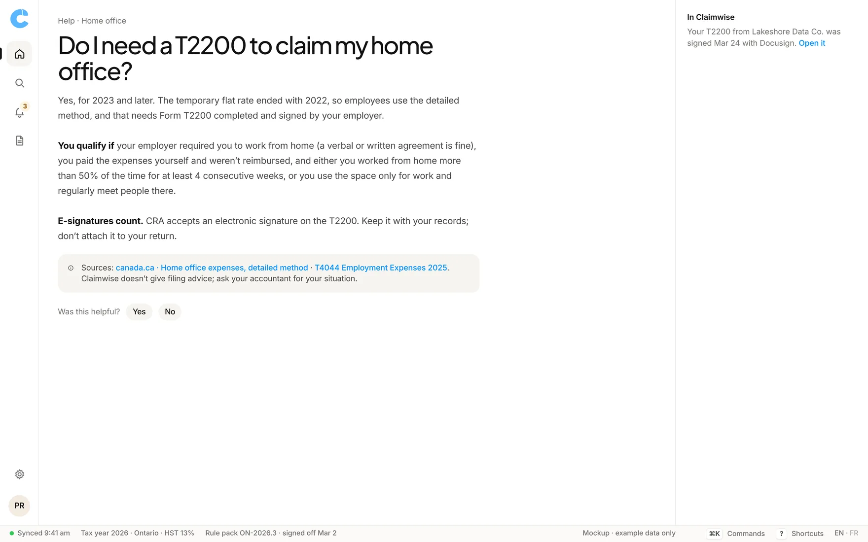 Claimwise app screen: help article